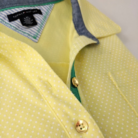 Tommy | Pastel Yellow Polka Dot Polo Like New Sz L - Picture 6 of 7